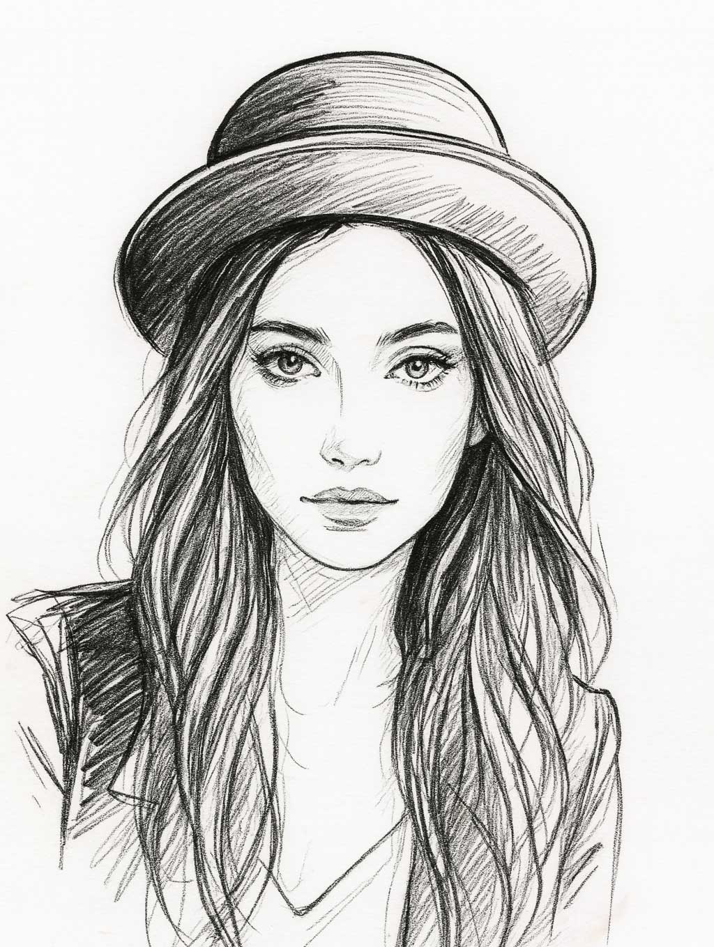 A young woman wears a Bowler Hat tilted towards the back of her head