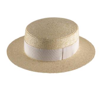 Chapeau Beige Canotier Luxe