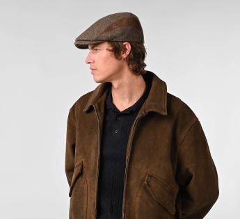 Casquette plate laine et cuir Cardiff